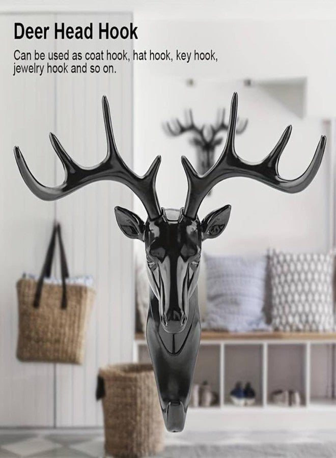 HomeAra 1 PCS Exquisitely Crafted Deer Head Hanging Hook Self Adhesive Wall Door Hook Hanger for Bags, Keys, and More Rustic Wildlife-Inspired Decorative Holder with Easy Stick-On Design (Black) - Image 5